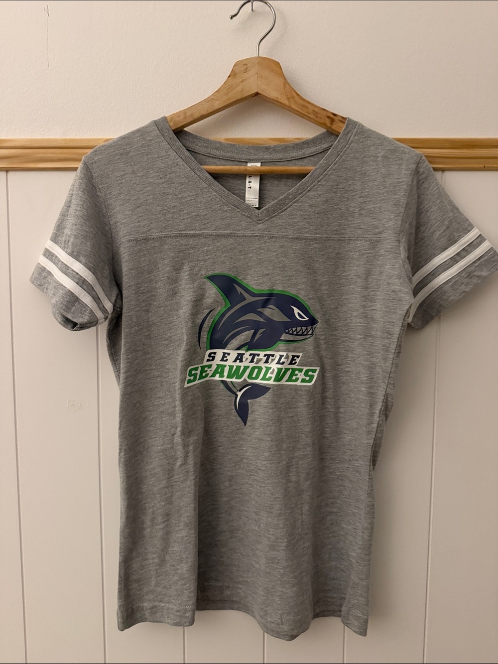 Seattle Seawolves Gray V-Neck Logo Tee